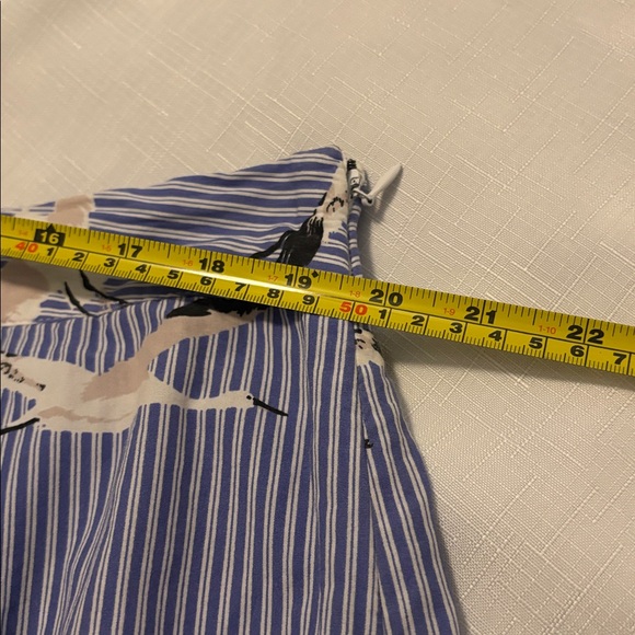 Who What Wear blue & white striped pleated midnskirt SZ 16 A-line w/crane bird - Picture 5 of 11